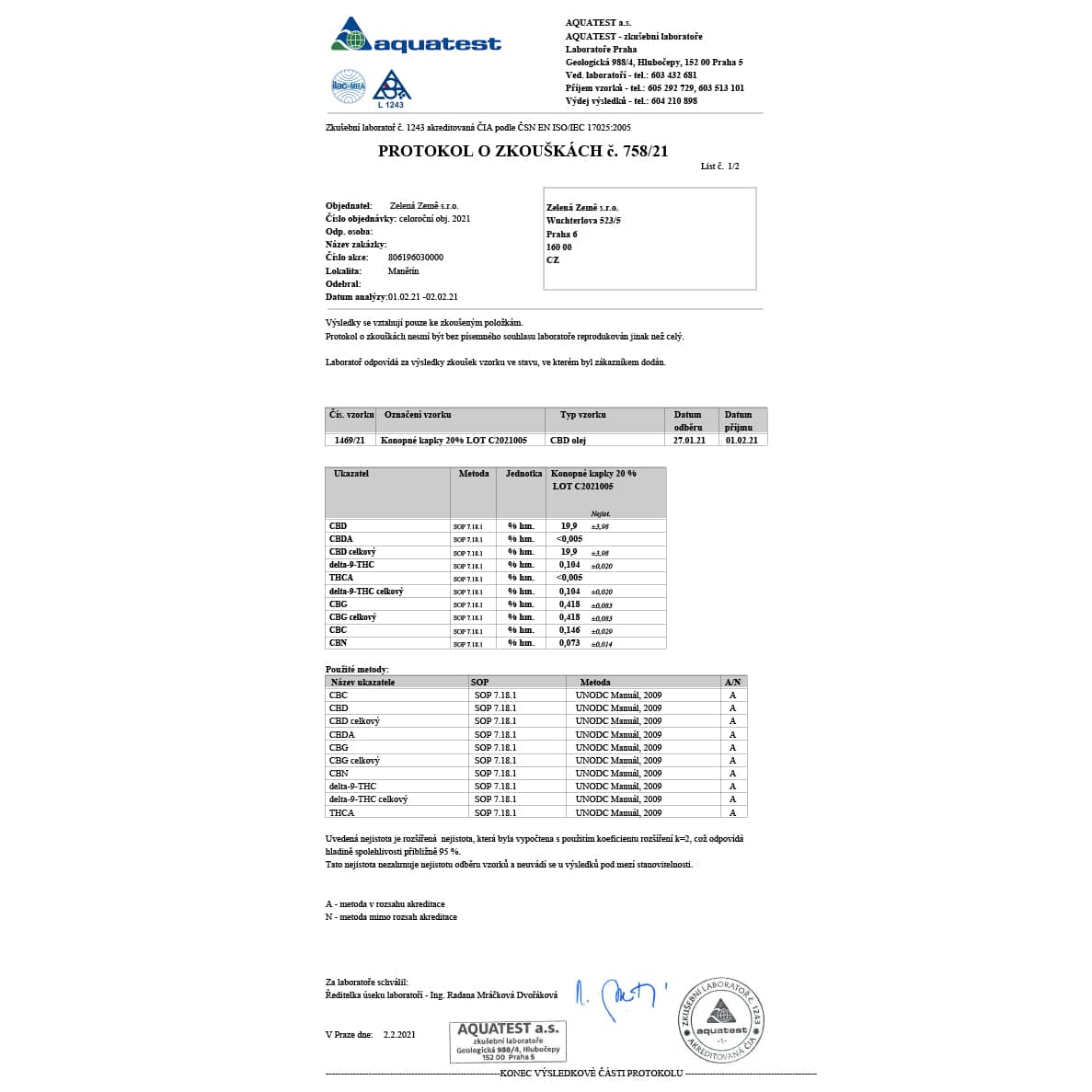 Zelená Země  CBD olej 20%, 10 ml